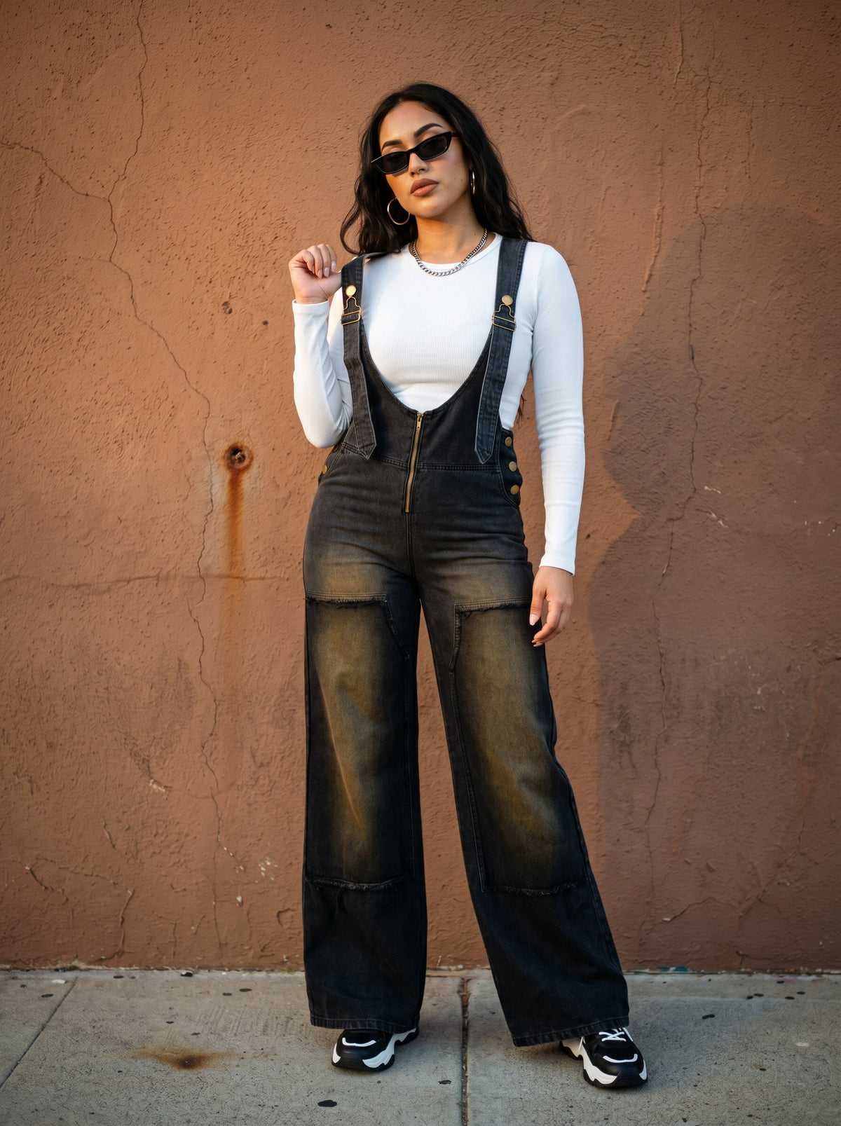 Urban Noir Denim Overalls Black Jumpsuit New - MeeeShop Women's Fashion