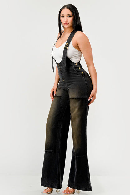 Urban Noir Denim Overalls Black Jumpsuit New - MeeeShop Women's Fashion