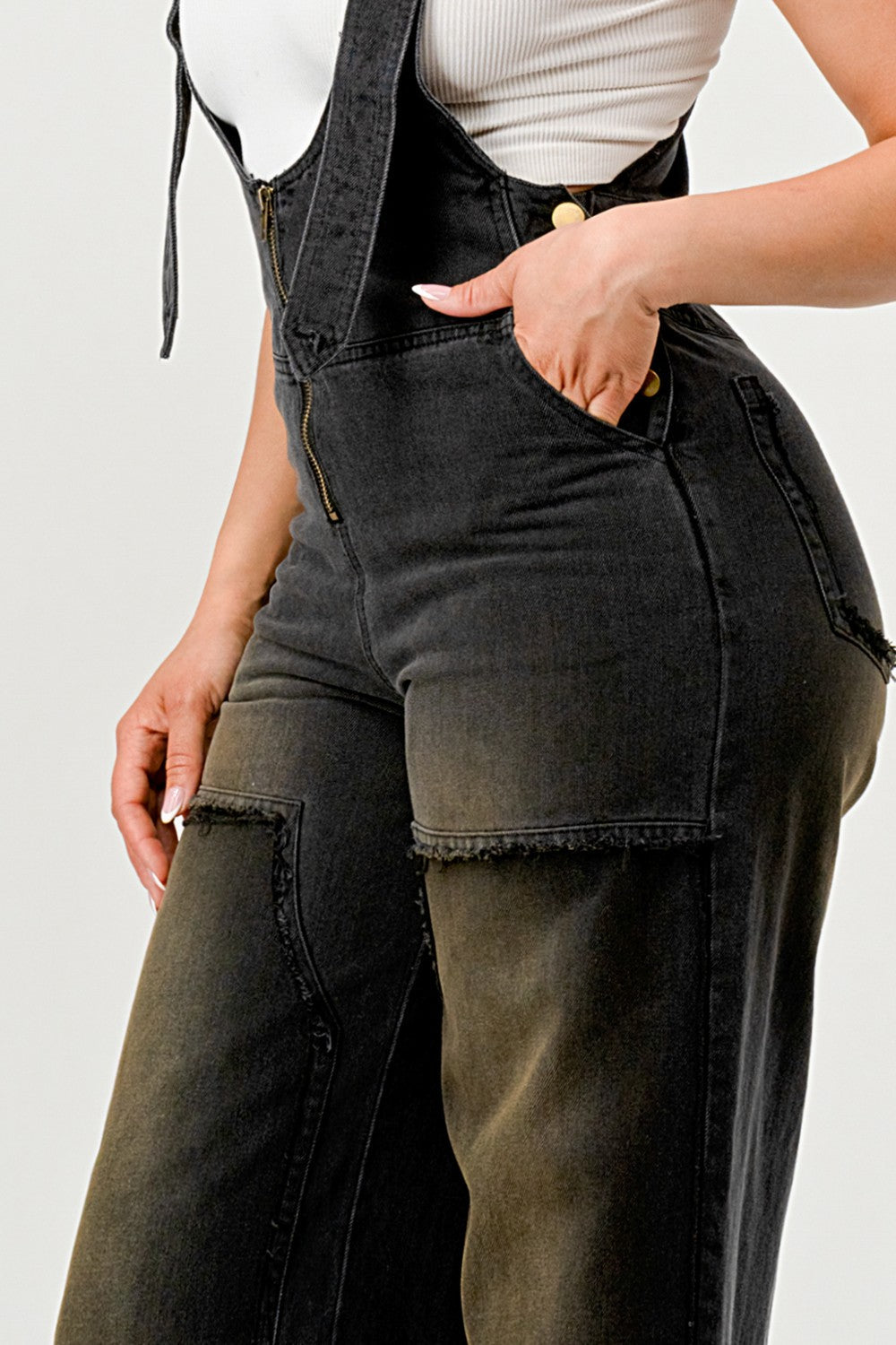 Urban Noir Denim Overalls Black Jumpsuit New - MeeeShop Women's Fashion