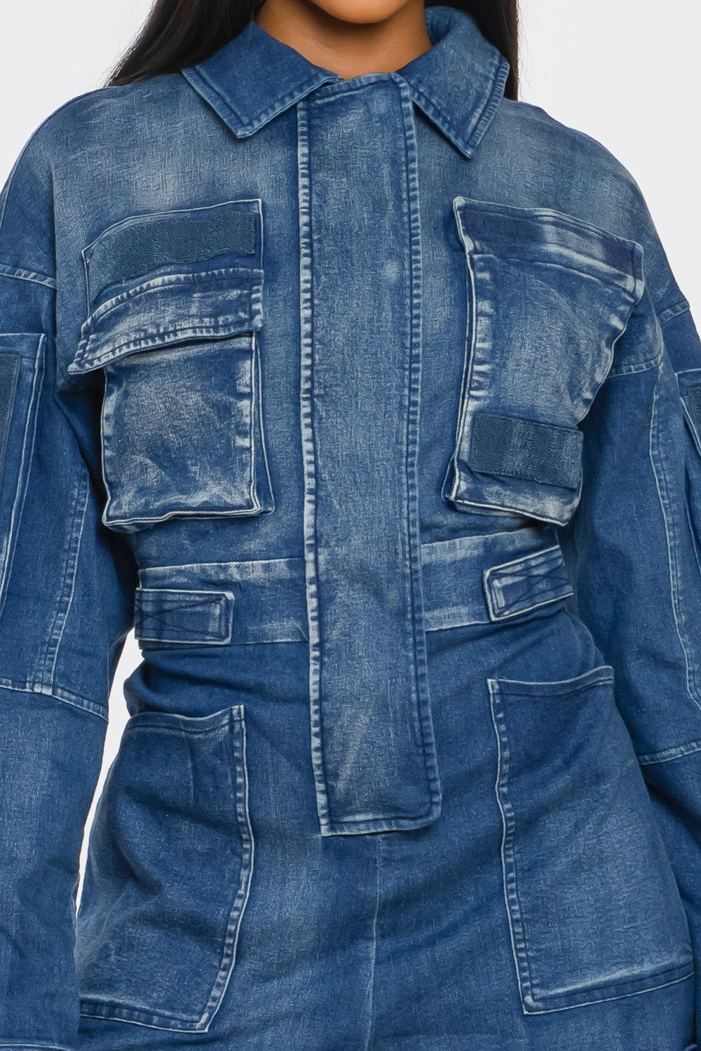Utility Belted Khaki Romper – Cargo Pocket Detail view 9 - Belted Utility Romper (one-piece)