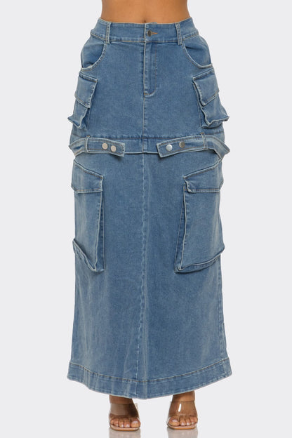 Utility Denim Maxi Skirt in L view 3 - Utility Jean Skirt (dress)