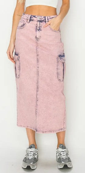 Utility Pink Dyed Maxi Skirt in M view 2 - Pink Utility Skirt (dress)
