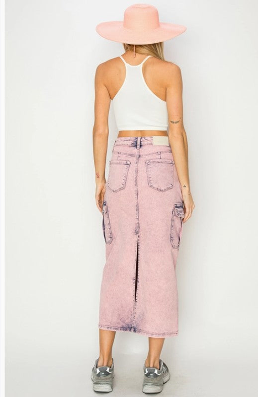 Utility Pink Dyed Maxi Skirt view 5 - Pink Utility Skirt (dress)