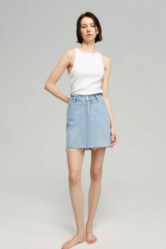 V-waist Mini Skirt Hj811 in Waterfalls - Waistband Mini Skirt