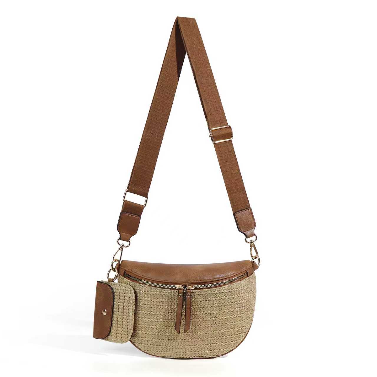 Valentina Mixed Media Straw Sling Crossbody Bag view 10 - Bag Crossbody