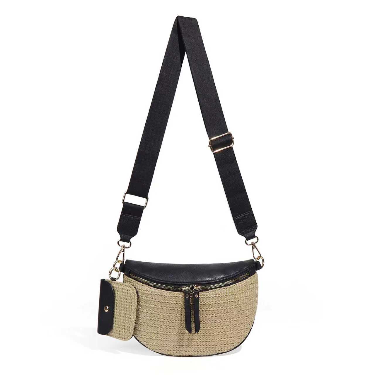 Valentina Mixed Media Straw Sling Crossbody Bag view 11 - Bag Crossbody