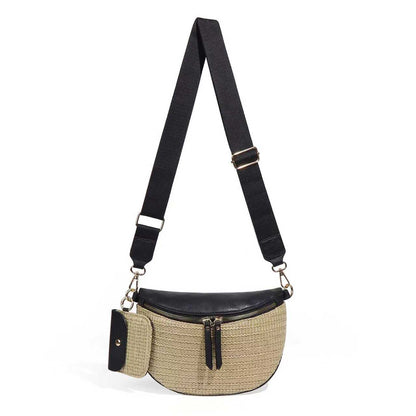 Valentina Mixed Media Straw Sling Crossbody Bag view 11 - Bag Crossbody