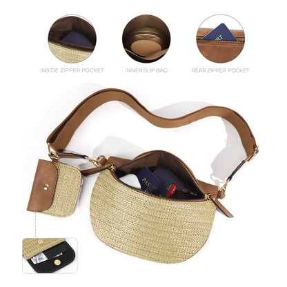 Valentina Mixed Media Straw Sling Crossbody Bag view 13 - Bag Crossbody