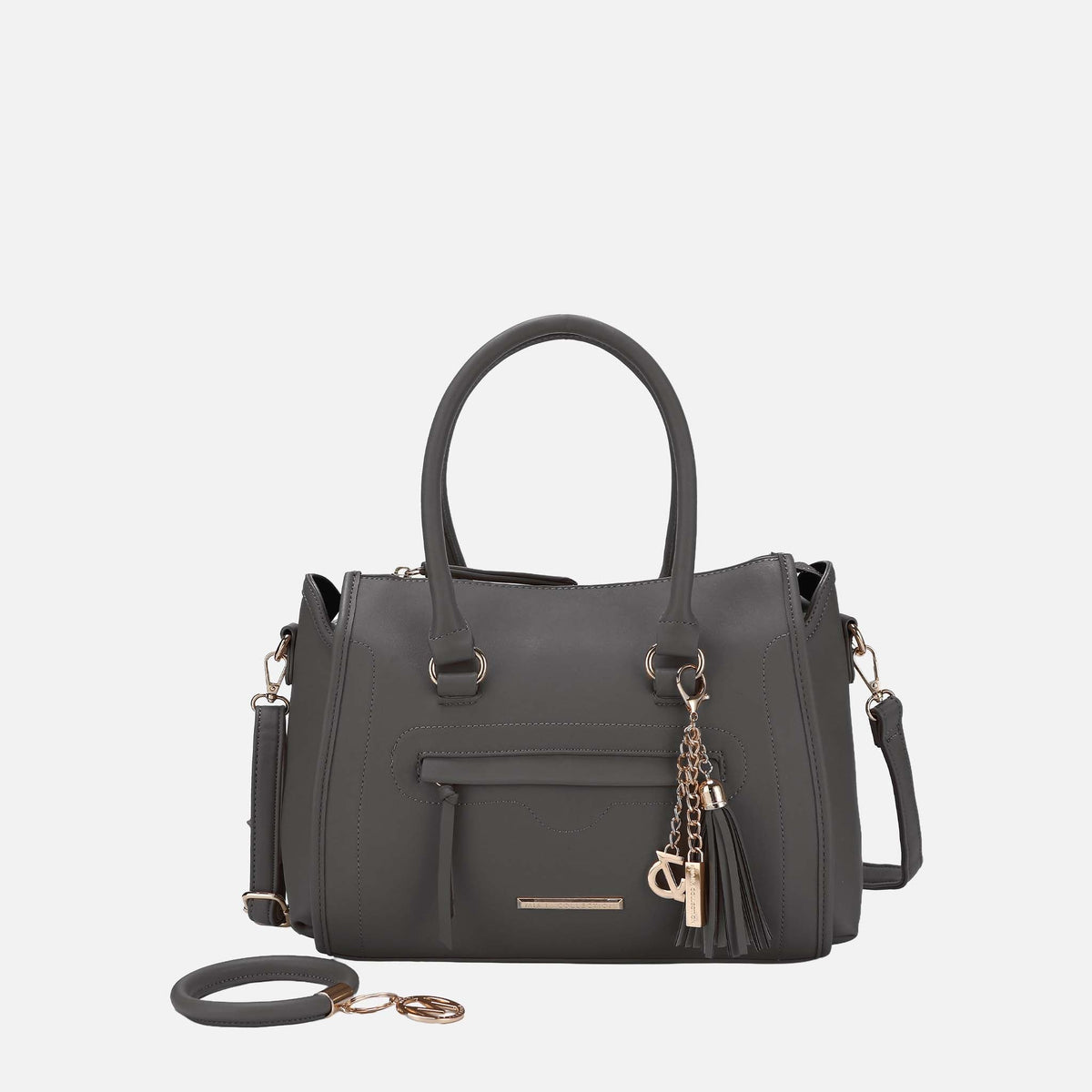 Valeria Shoulder Bag and Bracelet Keyring in Pewter view 10 - Valeria Shoulder Bag Carvela