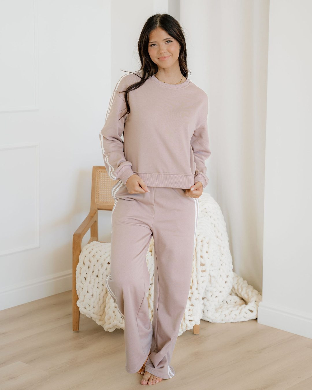 varsity pullover wide Varsity Pullover Wide Leg Pants 2pcs Outfit view 2 (bottom) - shop at us.meeeshop