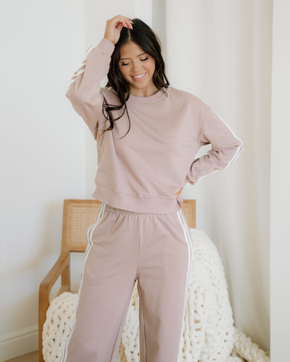 varsity pullover wide Varsity Pullover Wide Leg Pants 2pcs Outfit view 4 (bottom) - shop at us.meeeshop