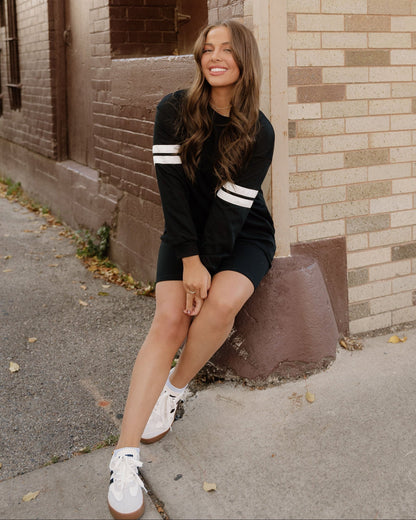 Varsity Sweater Dress - Black in Black view 2