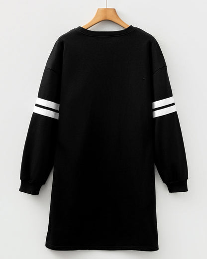 Varsity Sweater Dress - Black view 5
