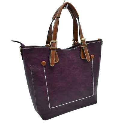 Vegan Leather Tote Shoulder Handbags for Women in Velvet view 13 - Vegan Leather Tote Bag