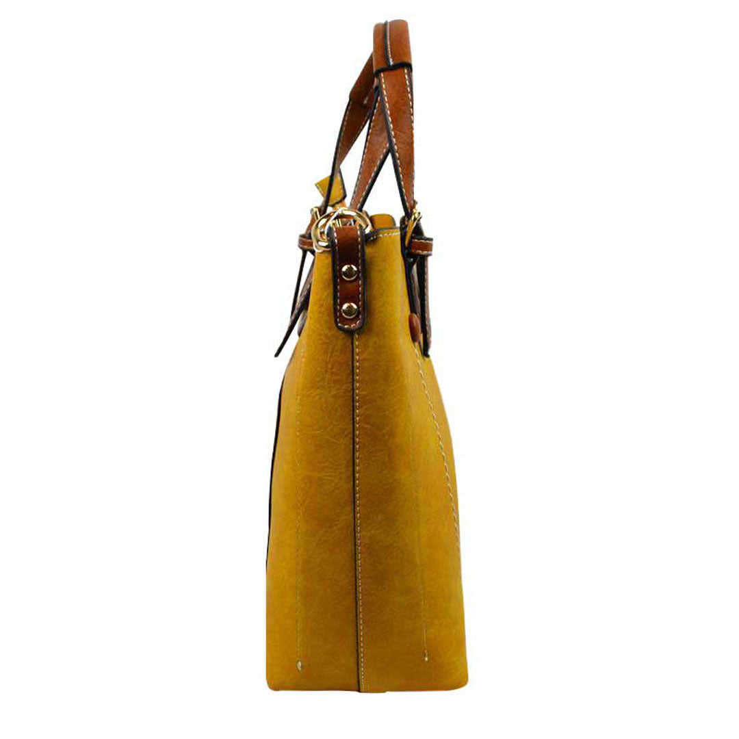 Vegan Leather Tote Shoulder Handbags for Women in Navy Blue view 17 - Vegan Leather Tote Bag