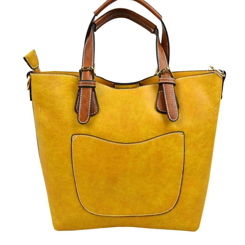 Vegan Leather Tote Shoulder Handbags for Women in Peach view 18 - Vegan Leather Tote Bag