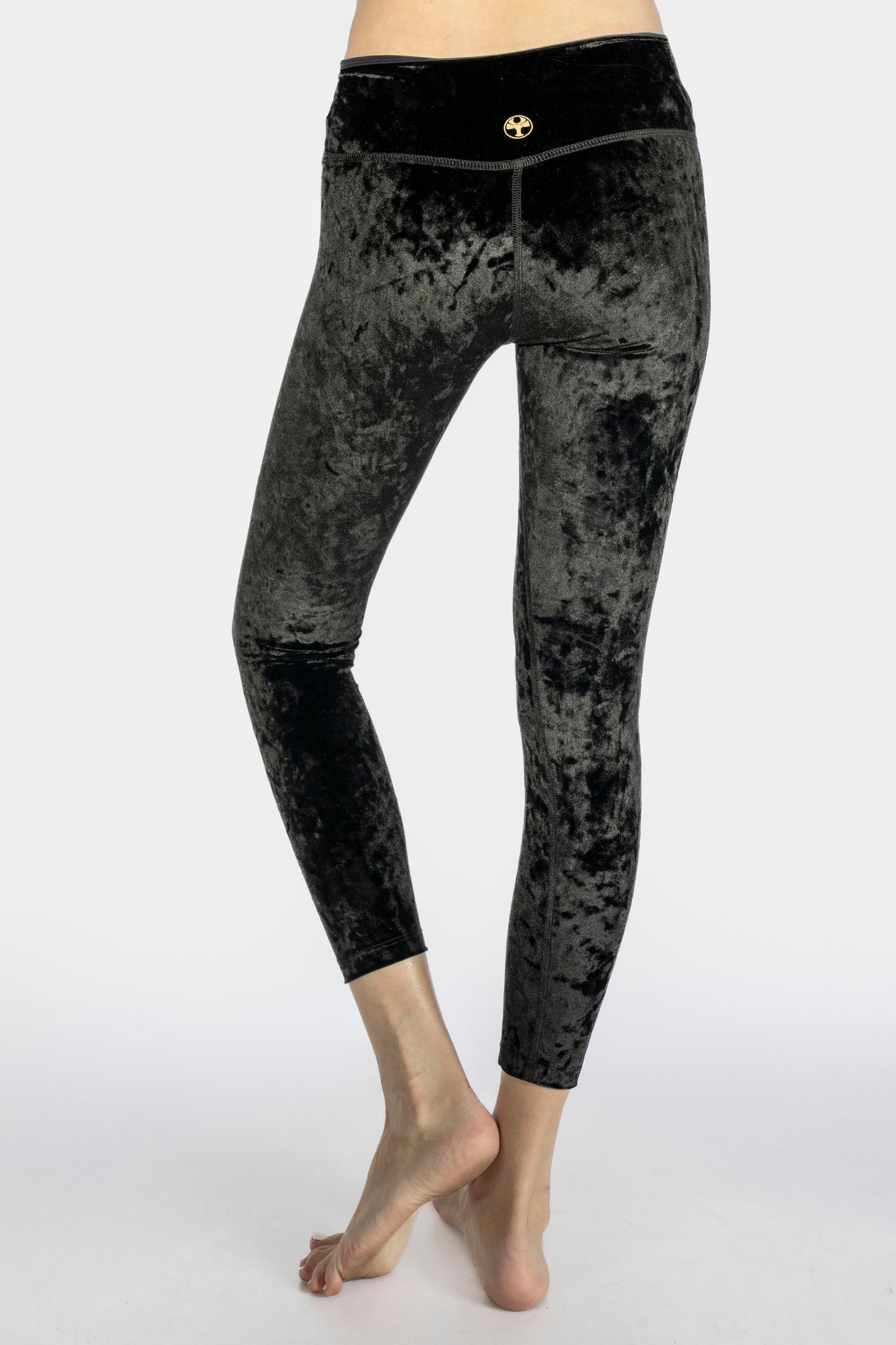 Velvet Cropped Leggings Made in USA in BLACK view 16 (bottom)