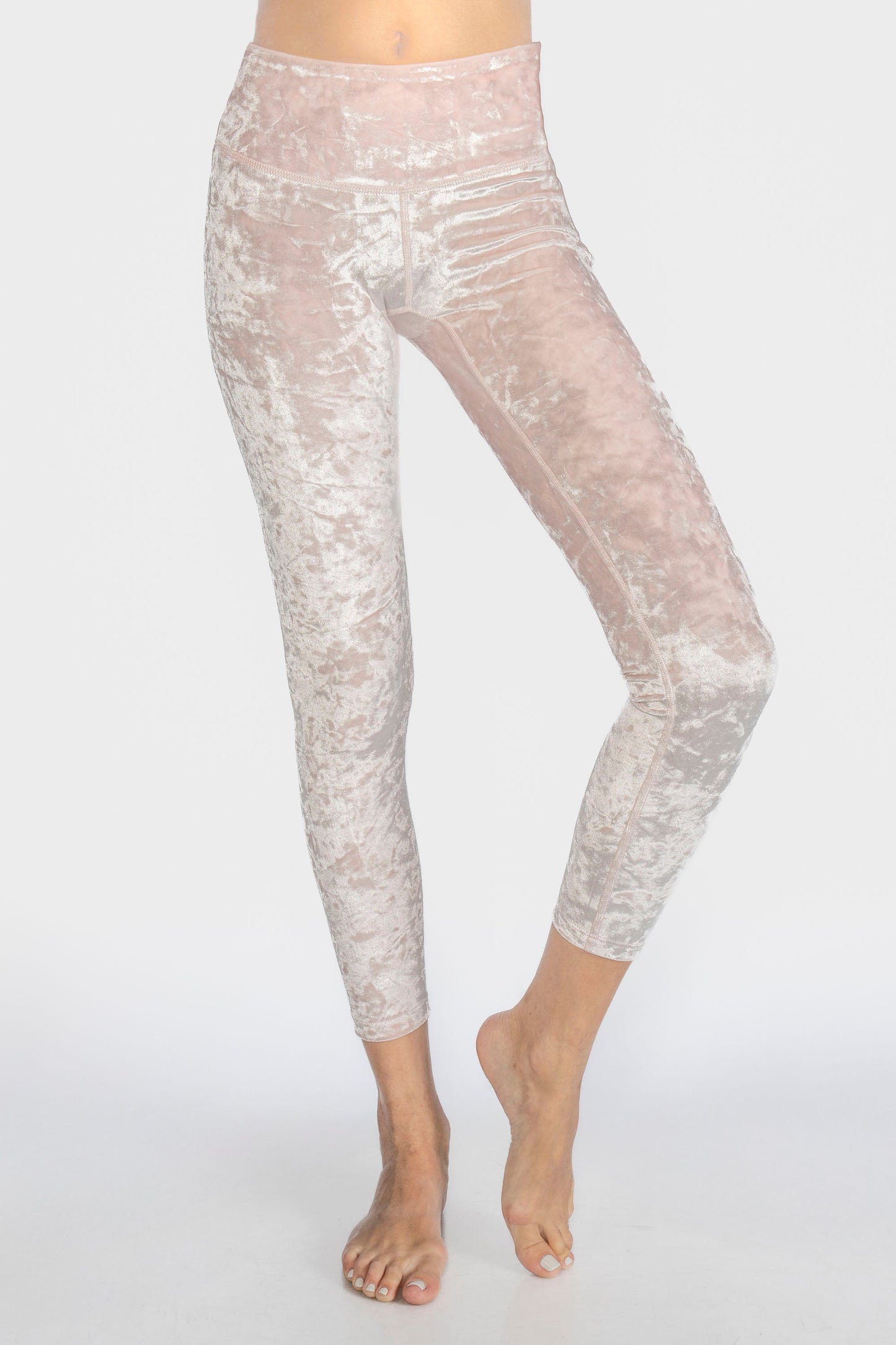 Velvet Cropped Leggings Made in USA in LAVENDER view 11 (bottom)
