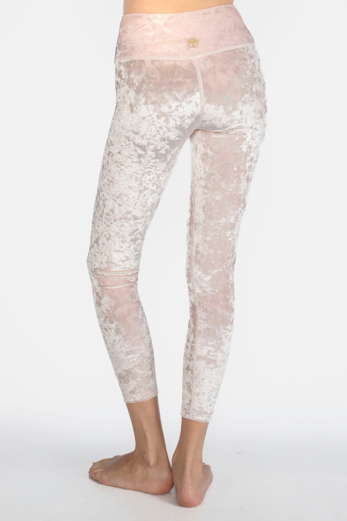 Velvet Cropped Leggings Made in USA in LAVENDER view 12 (bottom)