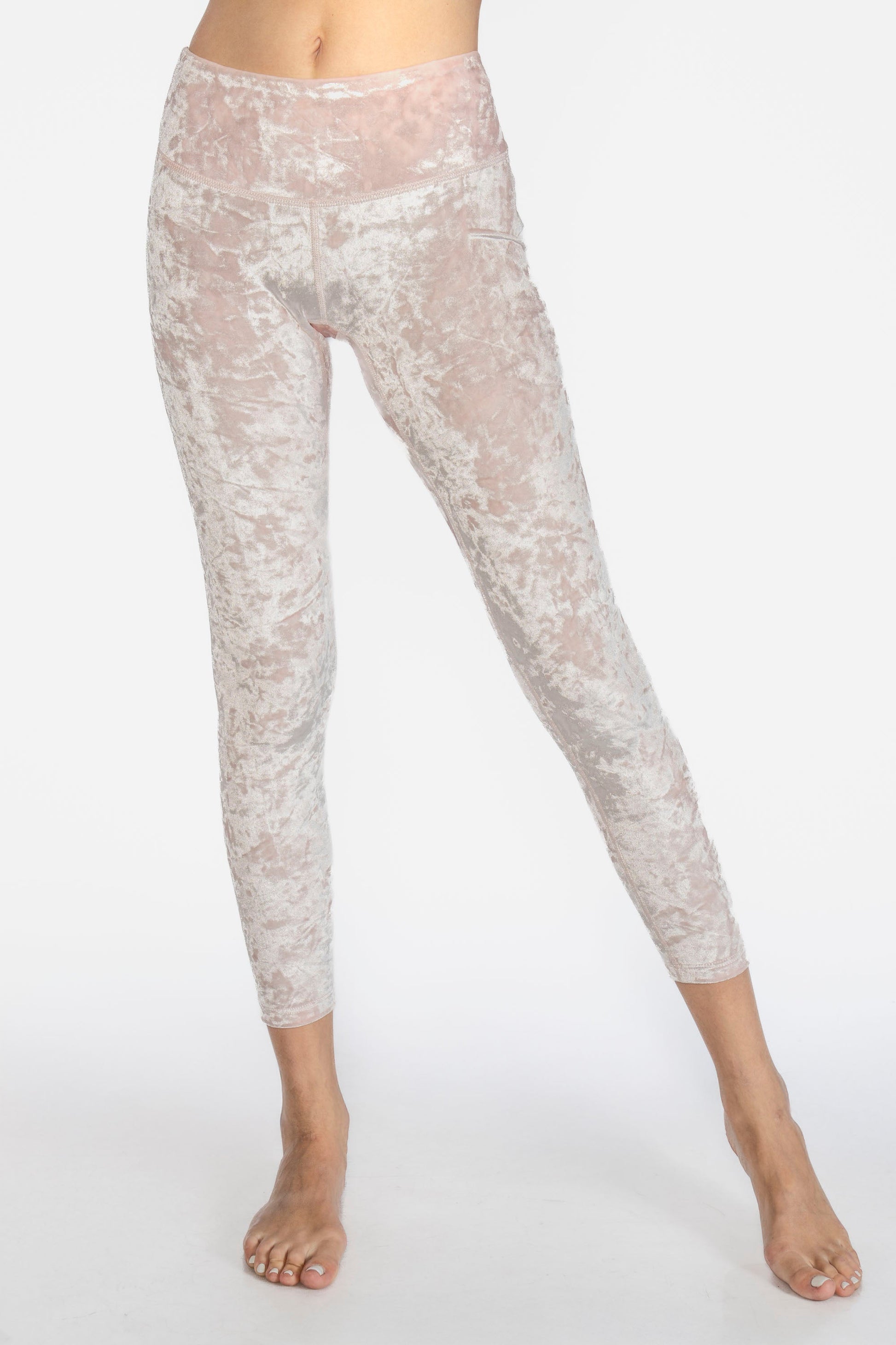 Velvet Cropped Leggings Made in USA in LAVENDER view 13 (bottom)
