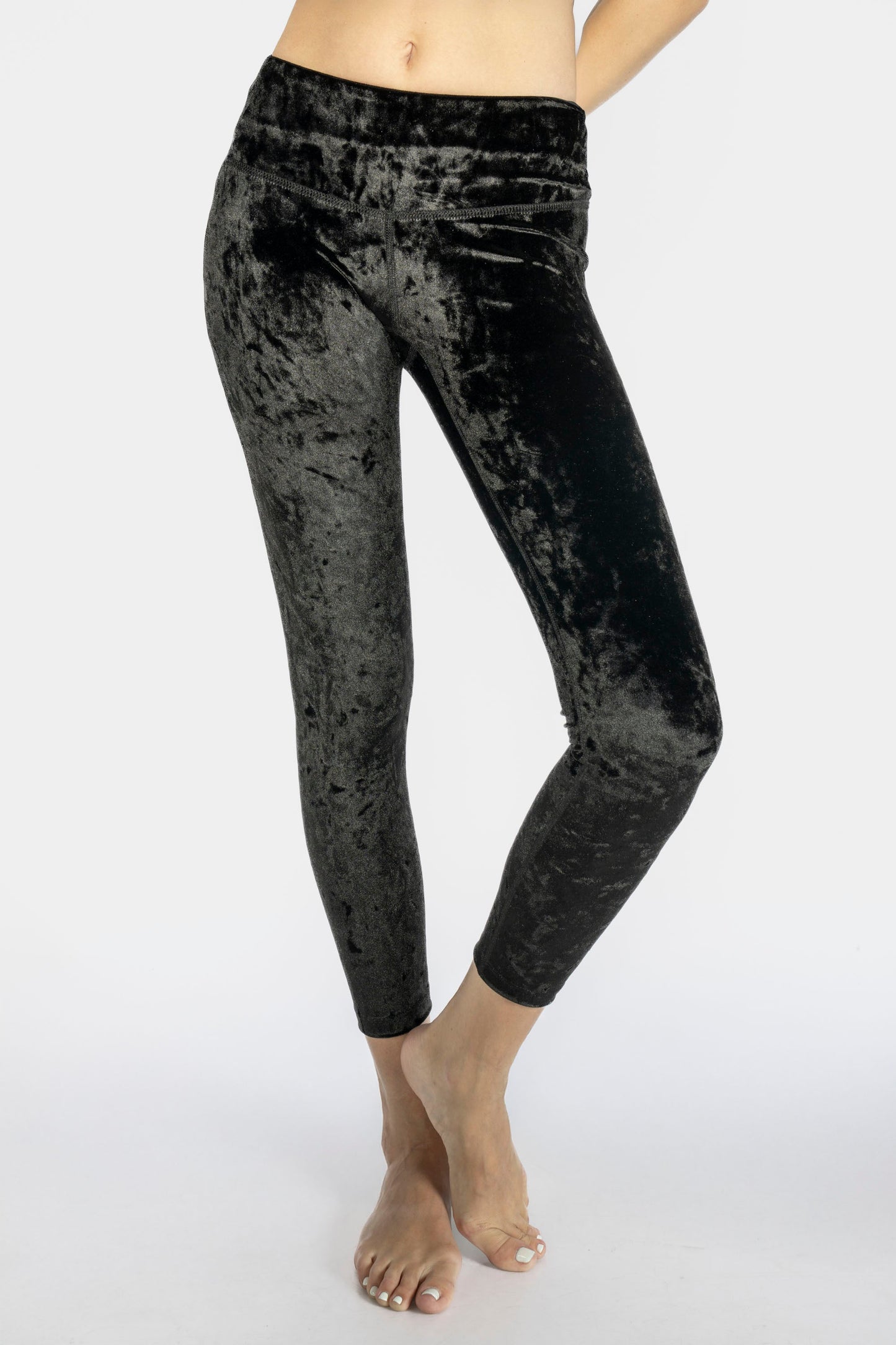 Velvet Cropped Leggings Made in USA in LAVENDER view 15 (bottom)
