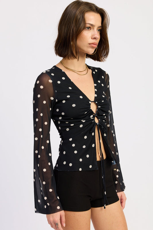 Veronica Mesh Top in Black Cream view 2 - Veronica Beard Mesh Top