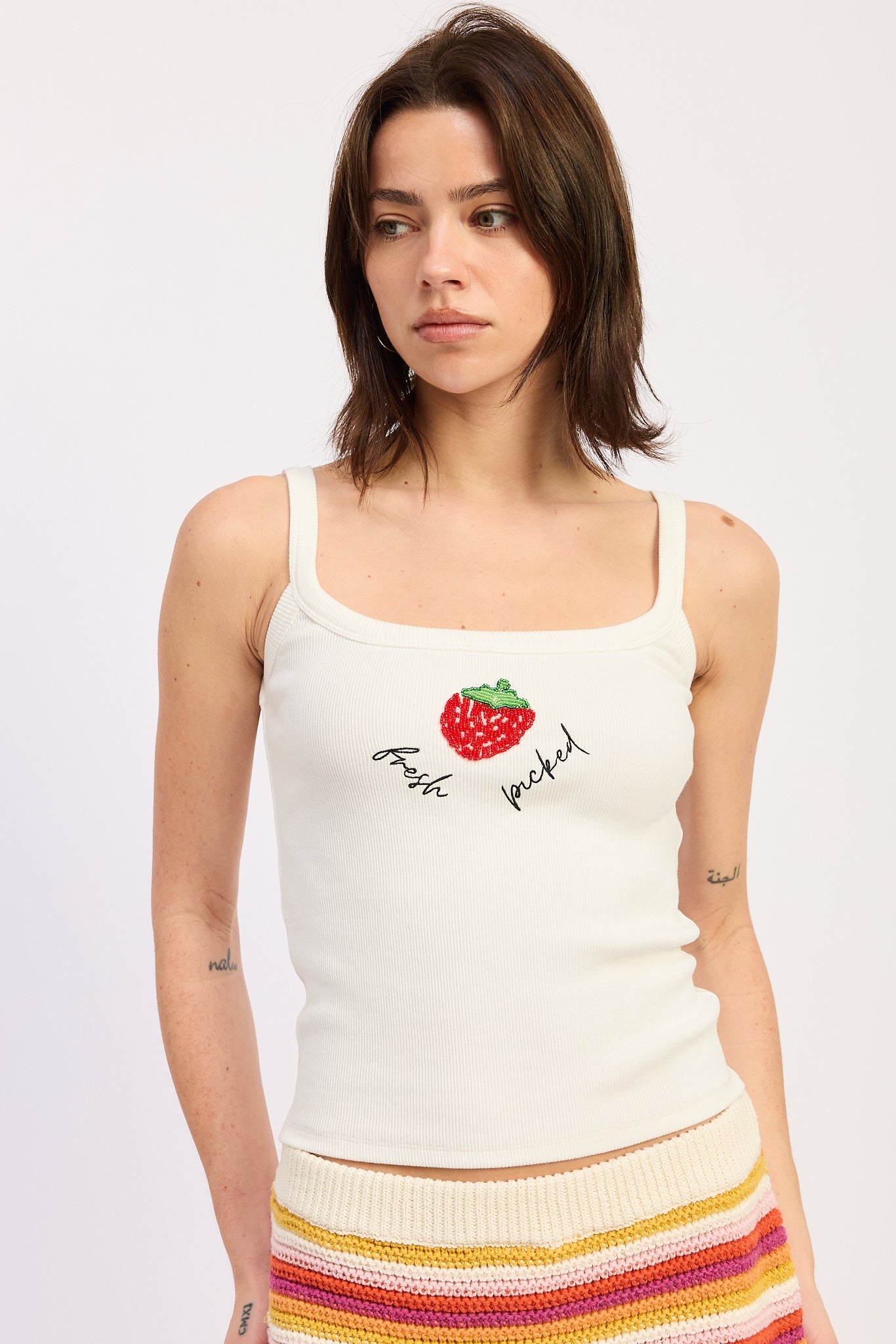 Vesper Tank Top in Off-White - Vesper Crop Top