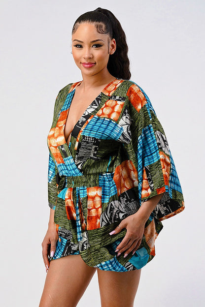 Vibrant Kimono Sleeve Romper view 4 - Kimono Romper (top)