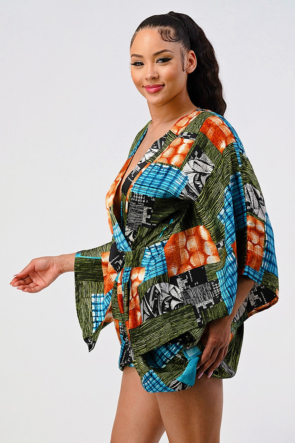 Vibrant Kimono Sleeve Romper view 6 - Kimono Romper (top)