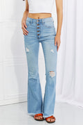 Vibrant Miu Full Size Jess Button Flare Jeans Light (bottom) - vibrant miu jeans wholesale, vibrant miu - shop at us.meeeshop
