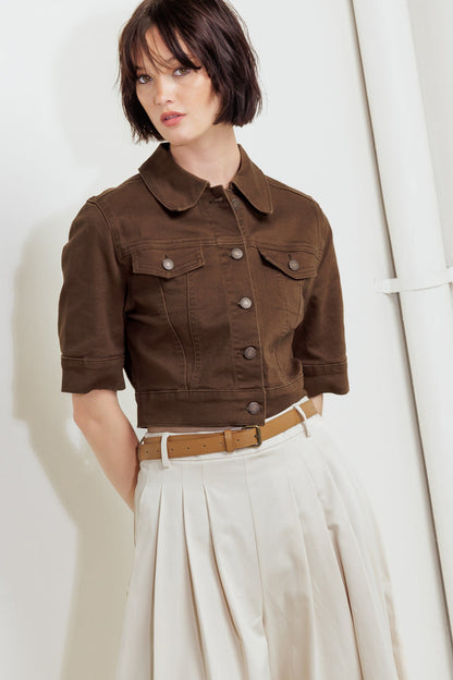 Vineyard Chic Twill Jacket in BURGUNDY view 2 (layer)