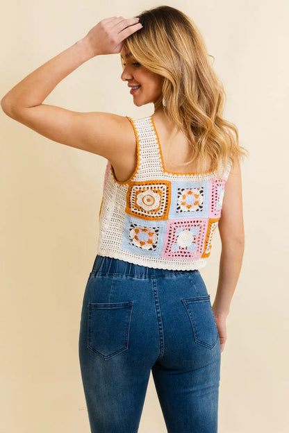 Vintage Bloom Crochet Crop Top - MeeeShop Women's Fashion