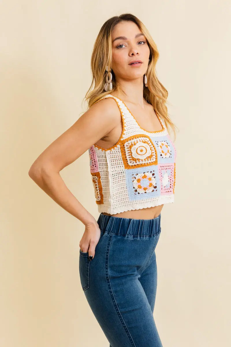 Vintage Bloom Crochet Crop Top - MeeeShop Women's Fashion
