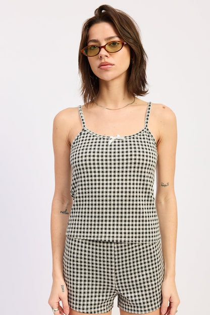 Vivia Tank Top in Black Gingham - Viva Tank Top