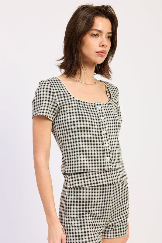Vivia Top in Black Gingham view 2 - Vivia Top Reformation
