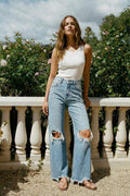 Vivienne High Rise Relaxed Flare Jeans 1 (24) (bottom) - flare jeans, relaxed flare jeans - shop at us.meeeshop