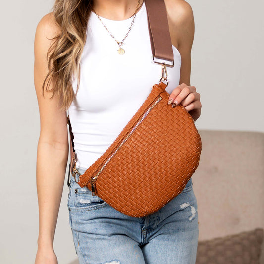 Vivienne Solid Woven Crossbody Sling Bag in Black - Bag Crossbody