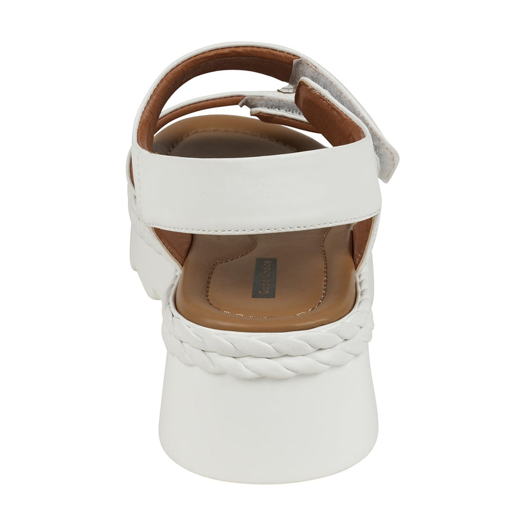 Vosa White Double Band Velcro Platform Sandals White view 2 (shoe) - vogue white sandals, vacation whit - shop at us.meeeshop