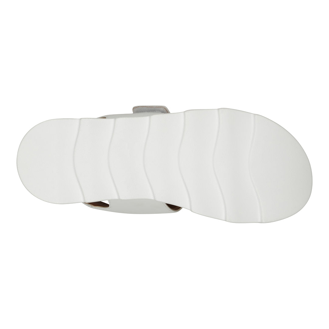Vosa White Double Band Velcro Platform Sandals White view 3 (shoe) - vogue white sandals, vacation whit - shop at us.meeeshop
