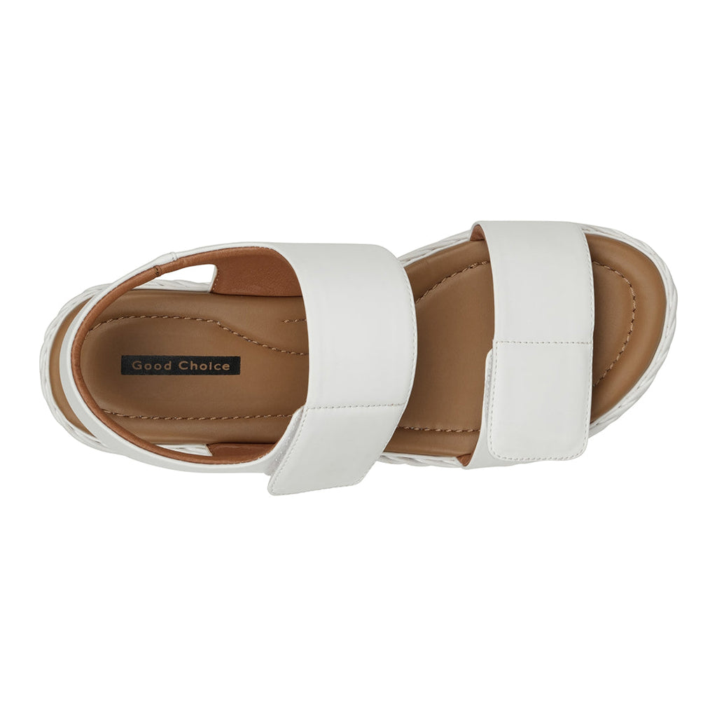 Vosa White Double Band Velcro Platform Sandals White view 5 (shoe) - vogue white sandals, vacation whit - shop at us.meeeshop