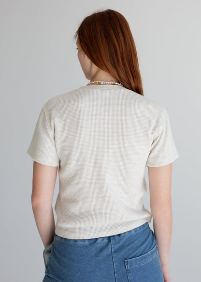 Waffle Henley Baby Tee in S view 2 - Waffle Henley Tee Men (top)