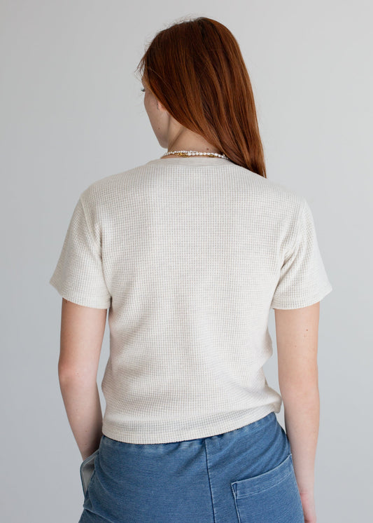 Waffle Henley Baby Tee in S view 2 - Waffle Henley Tee Men (top)
