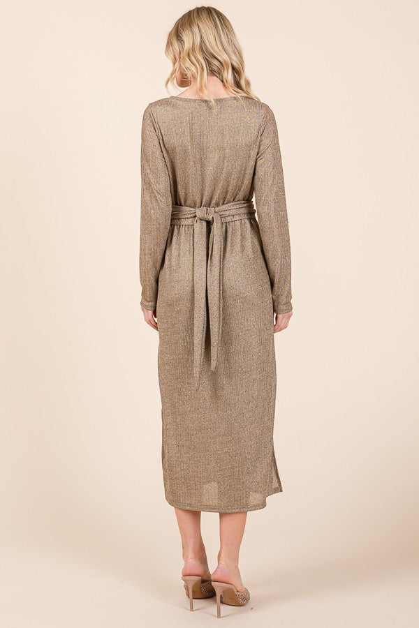 Waist Wrap Dress w Side Pockets-lurex view 6 - Waist Wrap Dress For Women