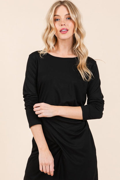 Waist Wrap Dress-with Pockets-solid in Wine view 12 - Waist Wrap Dress For Women
