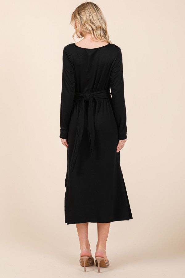 Waist Wrap Dress-with Pockets-solid view 17 - Waist Wrap Dress For Women