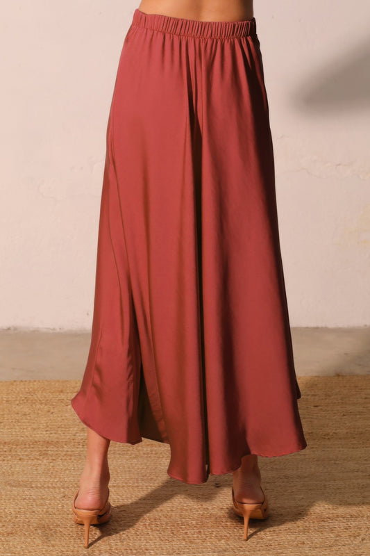 Washed Poly Silk Midi Swing Skirt in M view 2 - Pol Skirt (dress)
