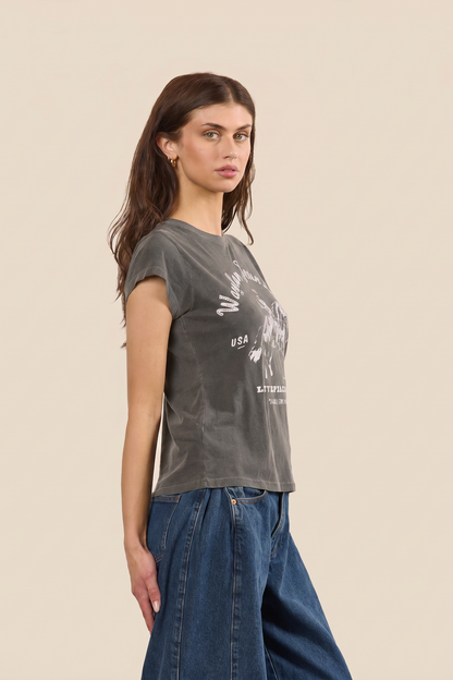 Waylon Jennings Fitted Baby Tee in M view 3 - Waylon Jennings Tee Shirts (top)