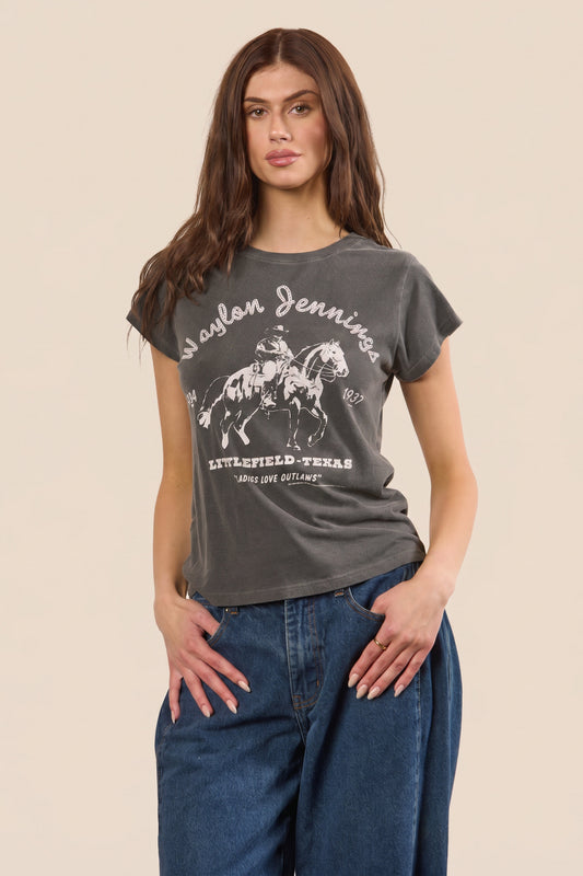 Waylon Jennings Fitted Baby Tee in XS - Waylon Jennings Tee Shirts (top)