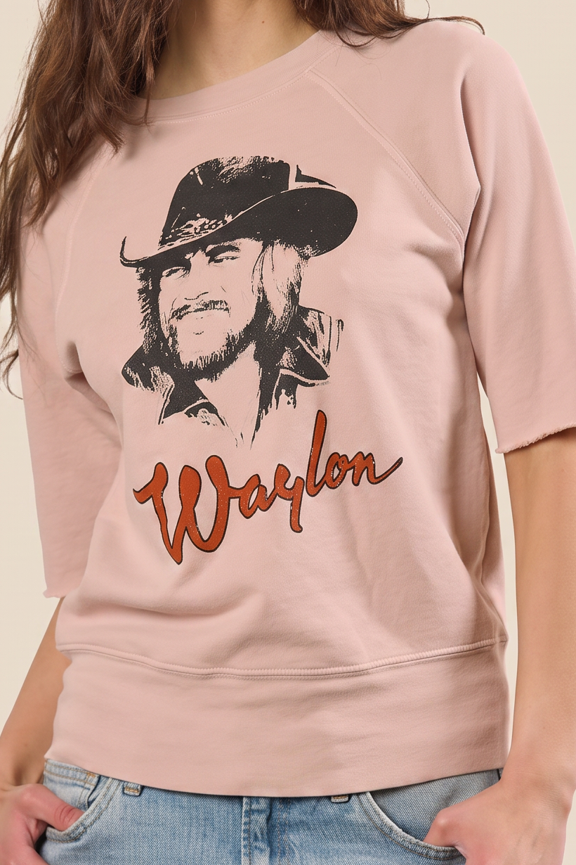 Waylon Raglan in M view 2 - Waylon Jennings Raglan (piece)