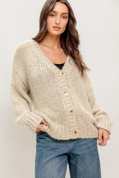 Weekend Warmth Sweater Knit Cardigan in GREY/SILVER view 6 - Fall Wardrobe Essential - Grey Weekend Cardigan (top)